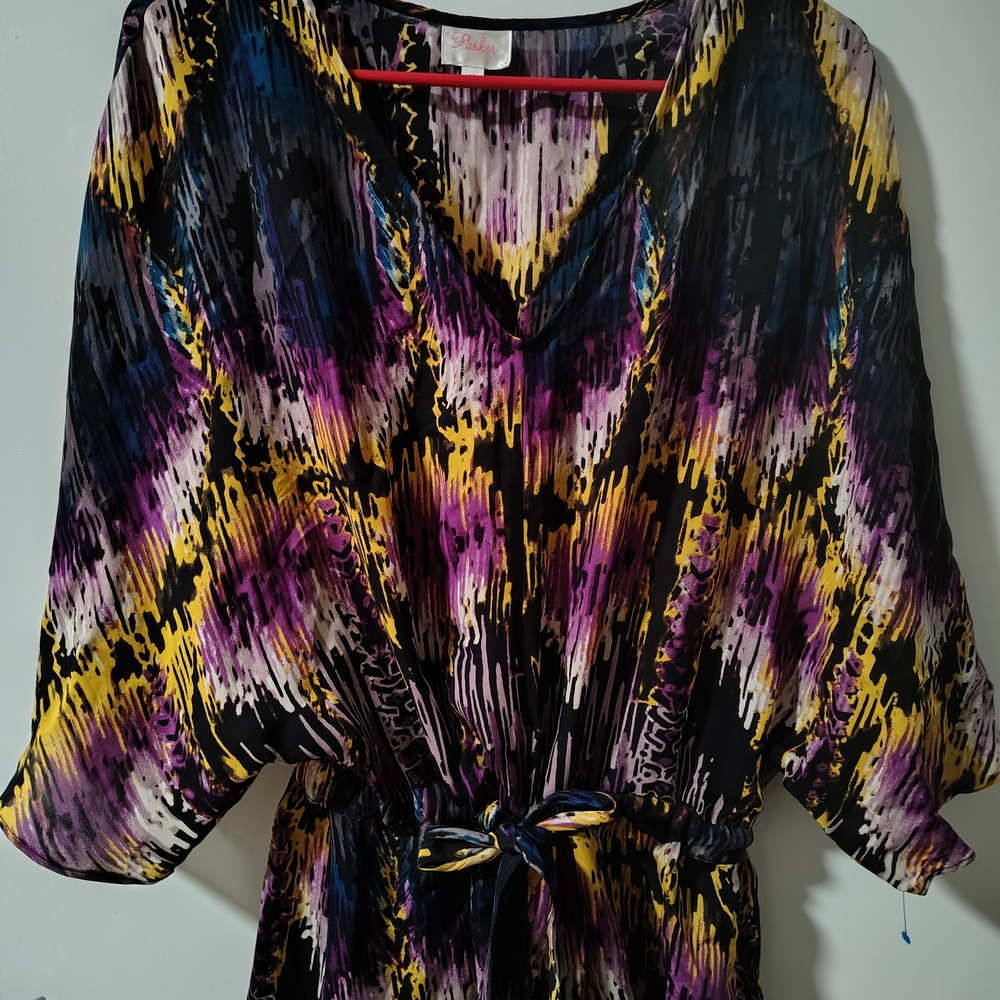 Papaya Purple and Yellow Abstract Blouse